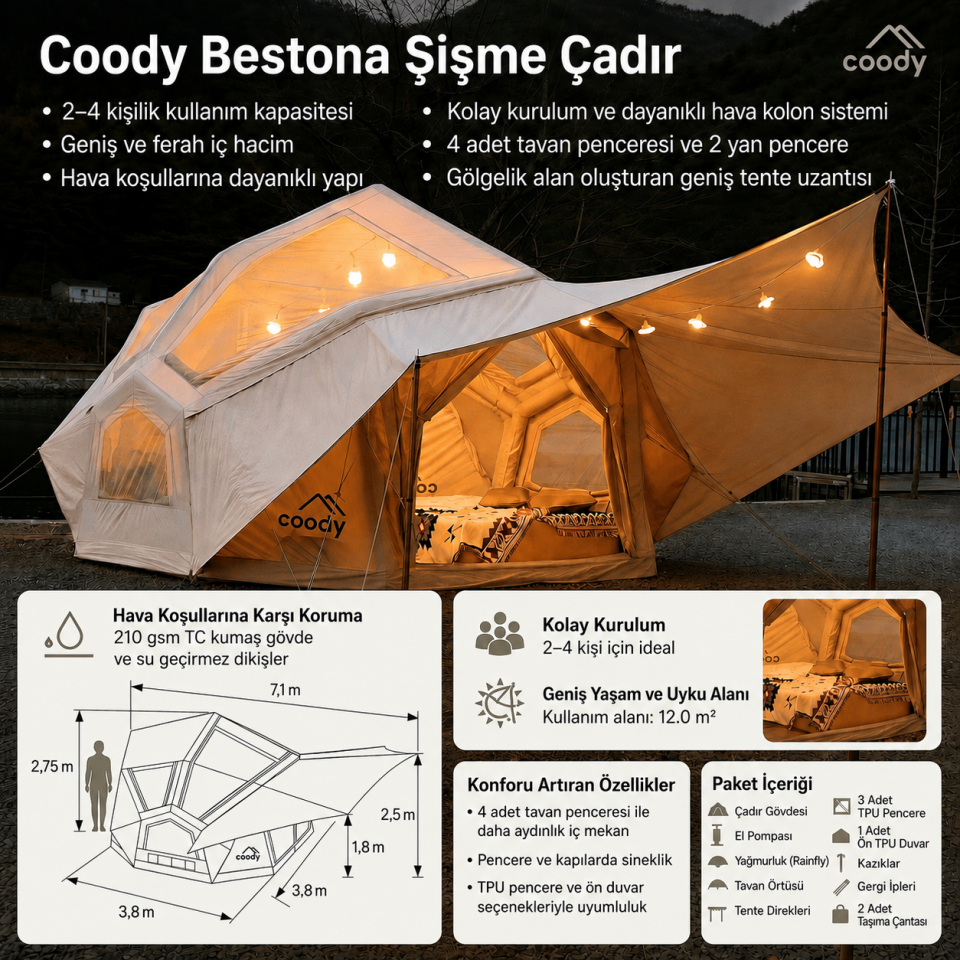 Coody Bestona Şişme Çadır 12 m²
