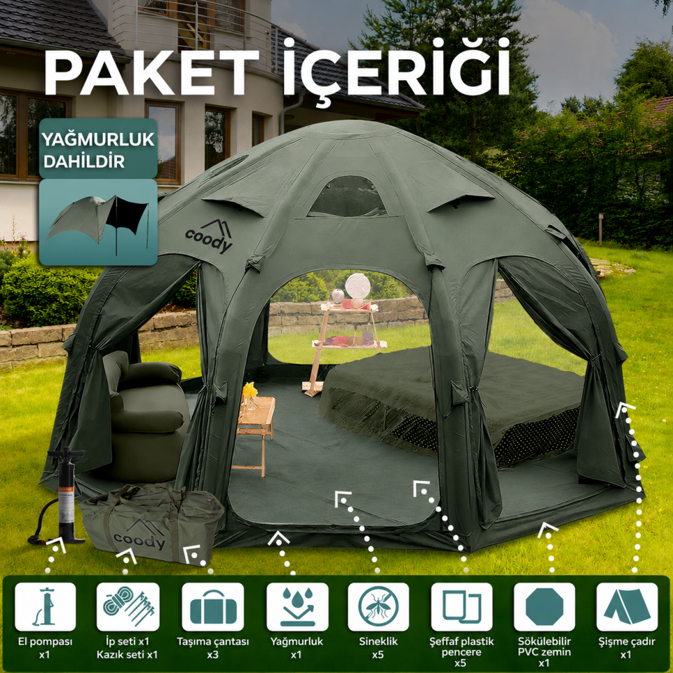 Coody Aurora Dome Şişme Çadır 19.63 m²